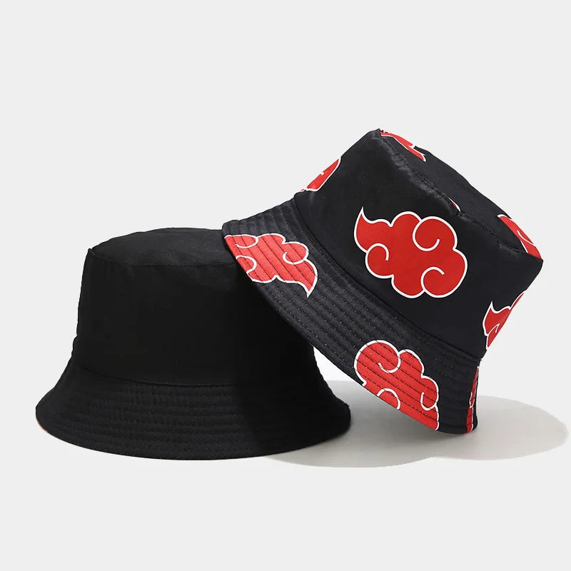 Red Cloud Anime Embroidered Cotton Bucket Hat