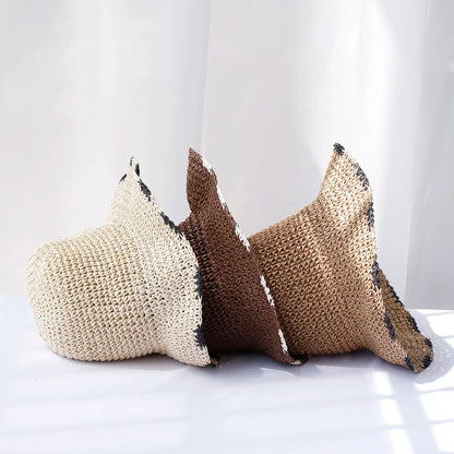 Straw Crochet UV Protection Summer Bucket Hat