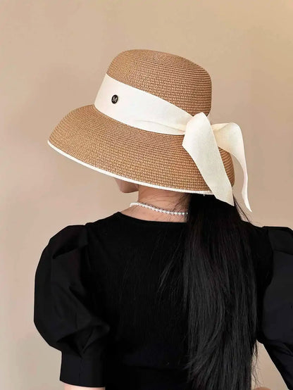 French Hepburn Bow Wide Brim Bucket Hat