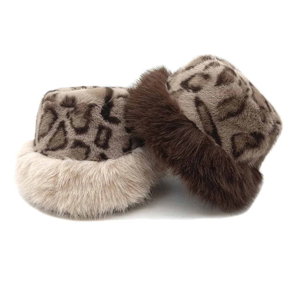 Leopard Print Plush Bucket Hat