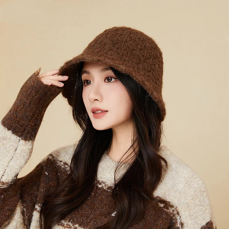 Women Knitted Korean Style Retro Winter Bucket Hat