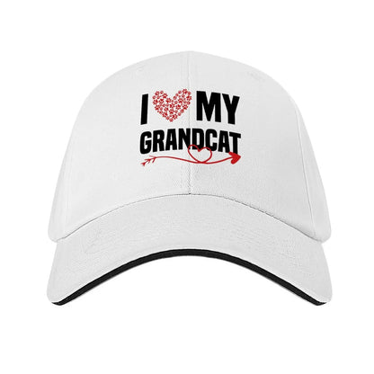 I Love My Grandcat Heart Paw Cat Lovers Baseball Hat