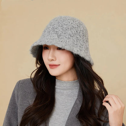 Women Knitted Korean Style Retro Winter Bucket Hat