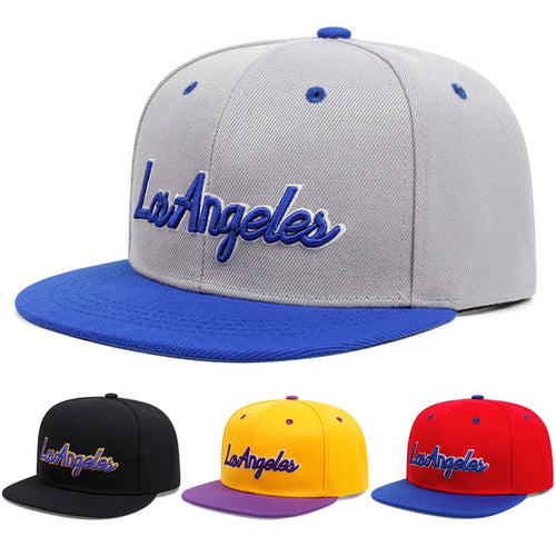Los Angeles Letter Embroidered Flat Edge Snapback Cap