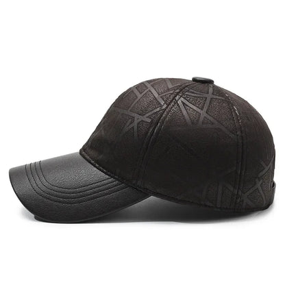 Classic Leather Winter Baseball Cap