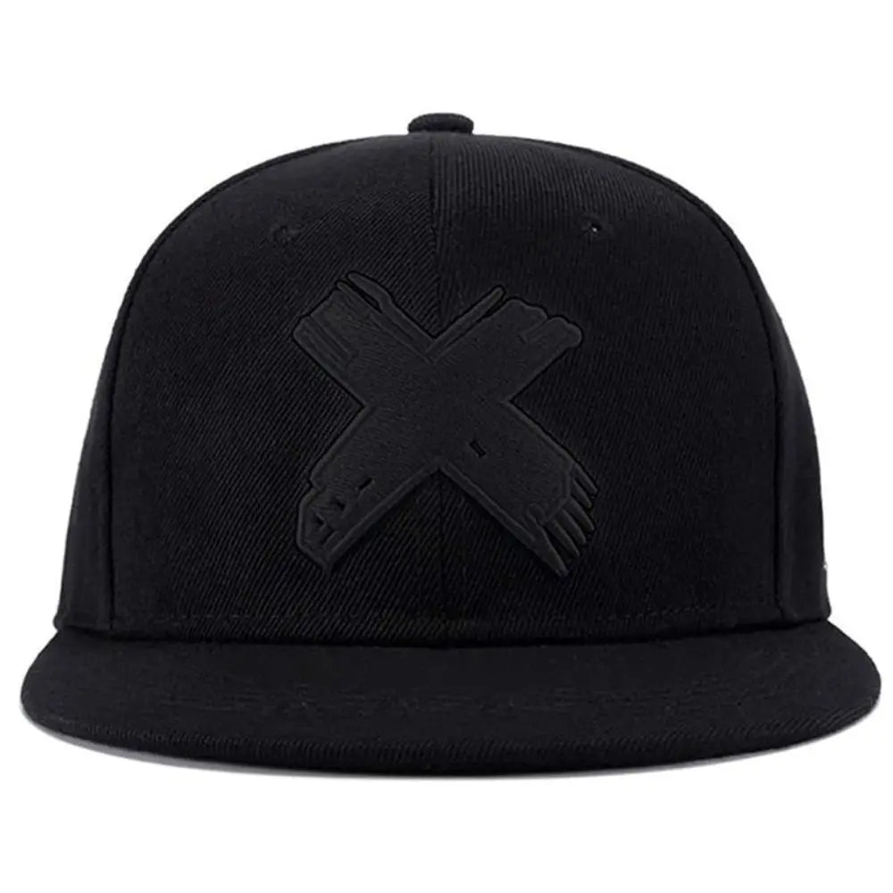 X Embroidered Flat Edge Snapback Hat