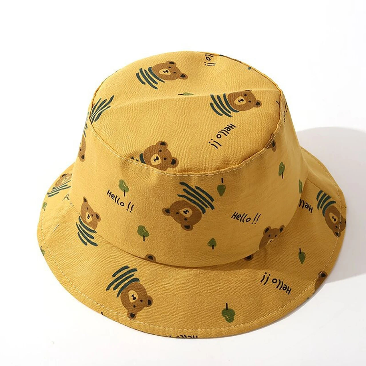Cute Bear Print Wide Brim Baby Bucket Hat
