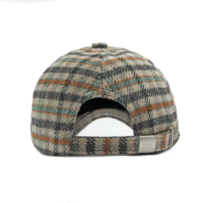 Plaid Fleece Blend Thick Warm Retro Baseball Hat