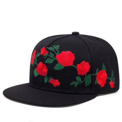 Rose Embroidered Hip Hop Baseball Hat