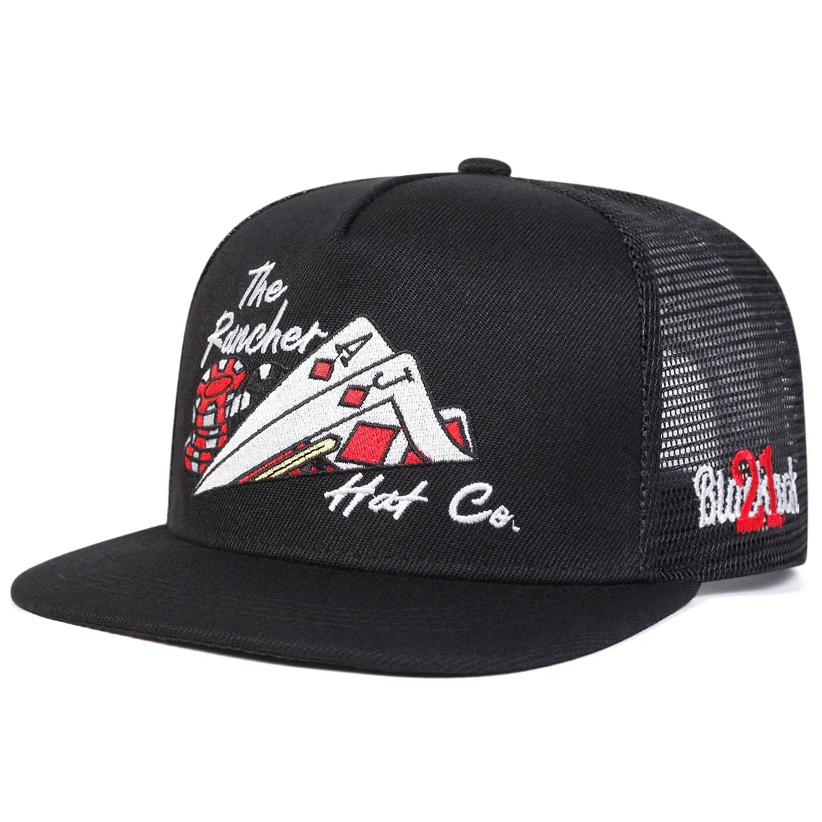 Unisex Poker Embroidery Hip Hop Mesh Snapback Cap