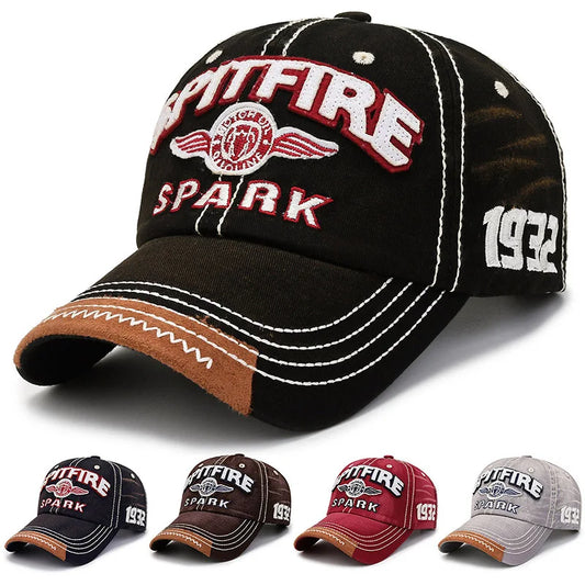 Embroidered Letter SPARK 1932 Washed Cotton Baseball Cap