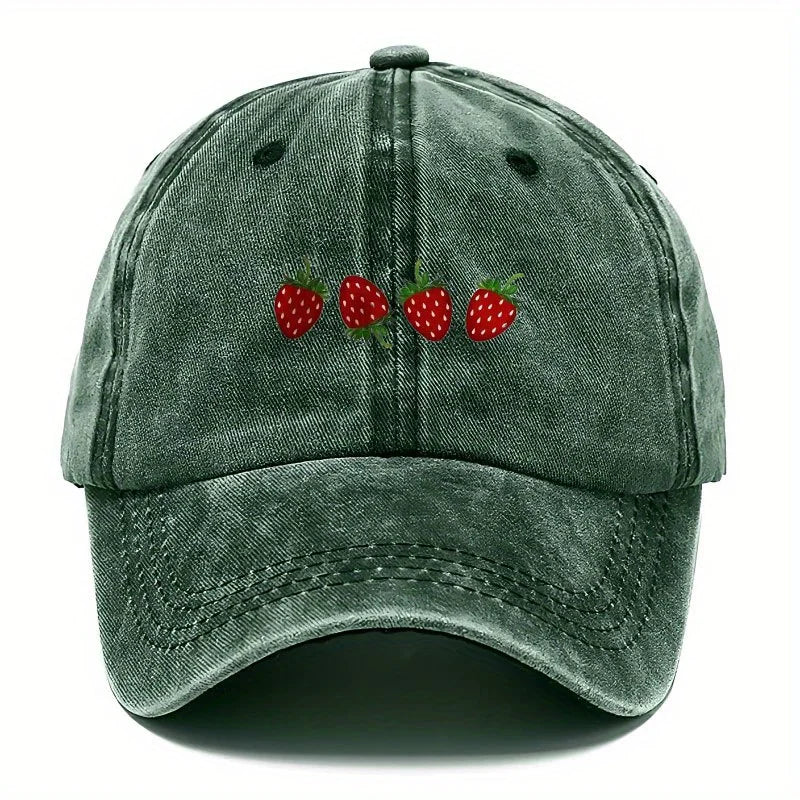 Strawberry Printed Adjustable Duckbill Baseball Hat