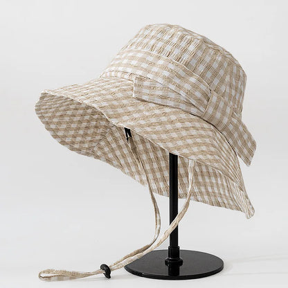 Women's Vintage Pink Plaid Bucket Hat