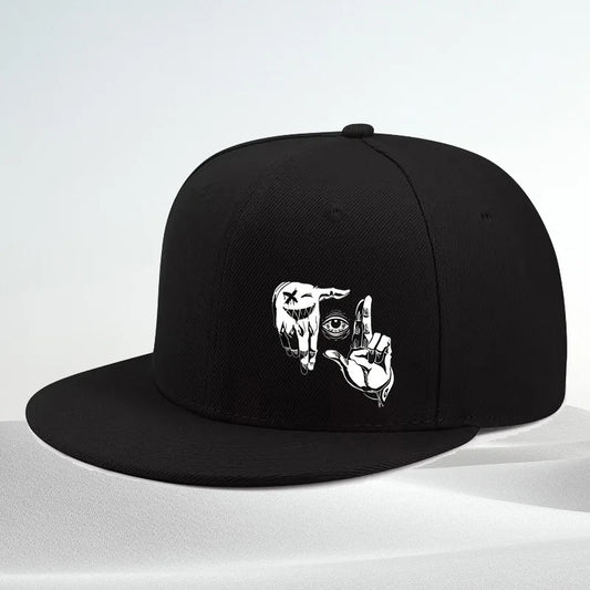 Cool Eye Frame Hands Graphic Snapback Cap