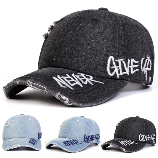 Unisex NEVER GIVE UP Embroidered Baseball Cap