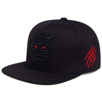 Tiger Embroidery Unisex Streetwear Snapback Cap