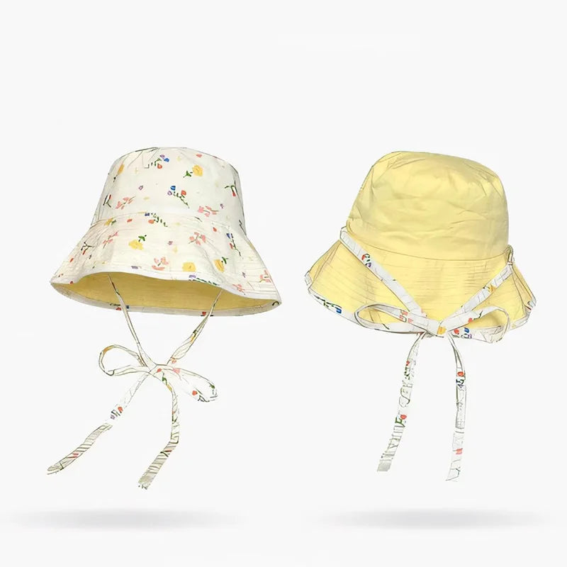 Floral Print Lace Up Cotton Summer Bucket Hat