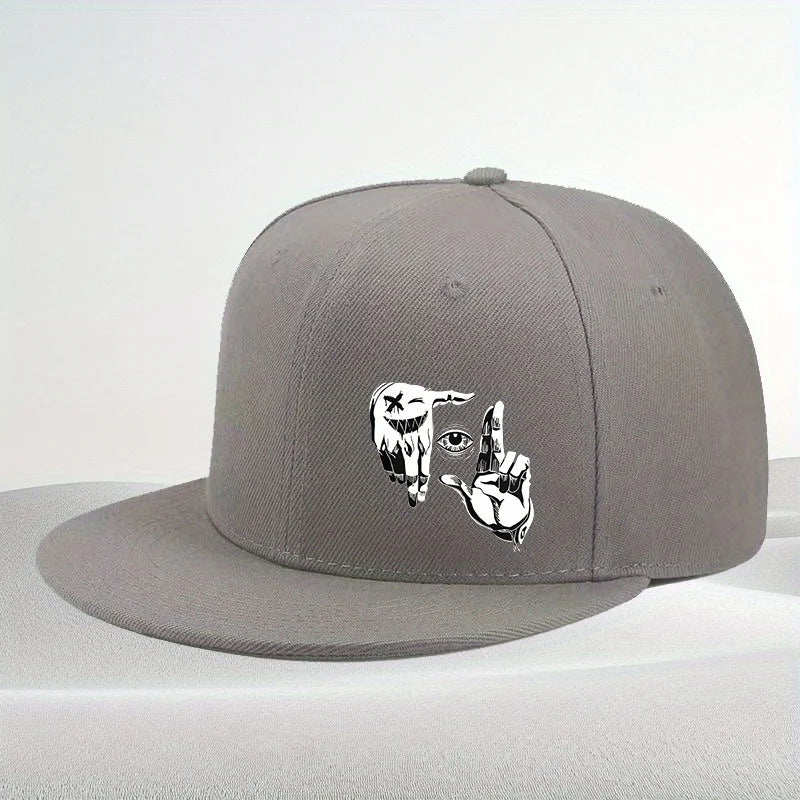 Cool Eye Frame Hands Graphic Snapback Cap