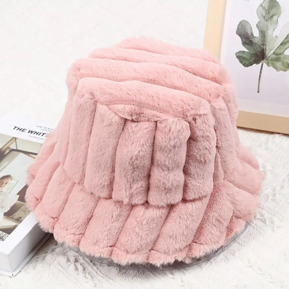 Winter Faux Fur Panama Bucket Hat