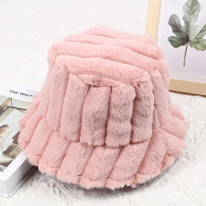 Winter Faux Fur Panama Bucket Hat