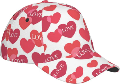 Valentines Red Hearts Adjustable Baseball Cap