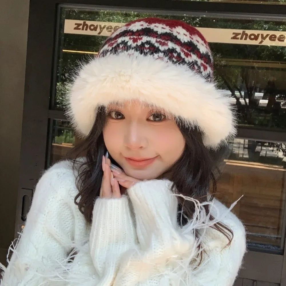 Windproof Faux Fur Winter Bucket Hat