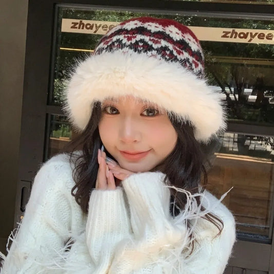 Windproof Faux Fur Winter Bucket Hat
