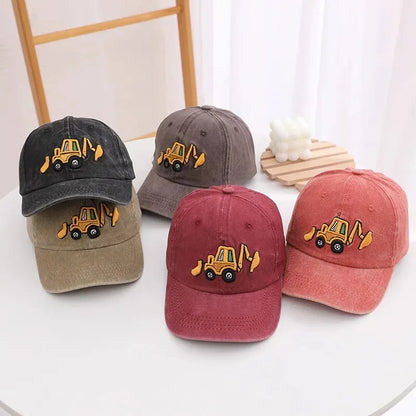 Children Excavator Embroidery Baseball Caps