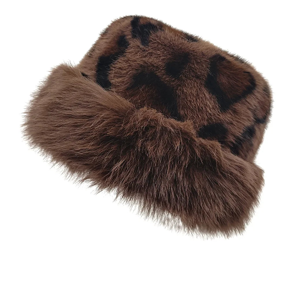 Leopard Print Plush Bucket Hat