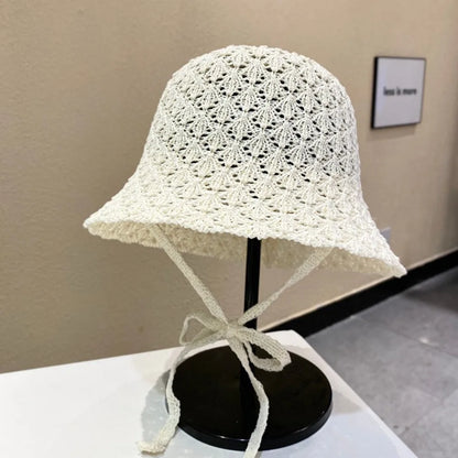 Breathable Hollow Knit Visor Bucket Hat