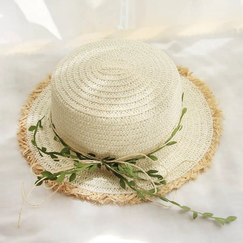 Womens Rattan Weave Wide Brim Bow Bucket Hat