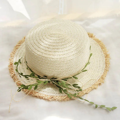 Womens Rattan Weave Wide Brim Bow Bucket Hat