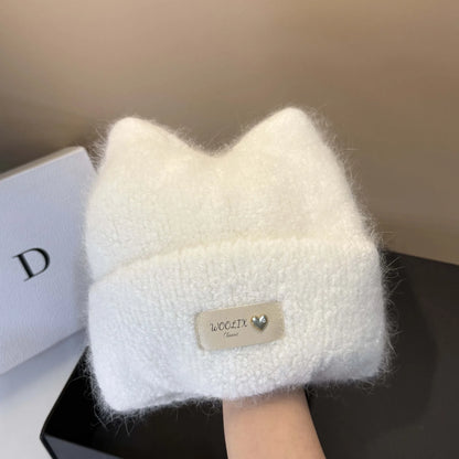 Wool Knit Winter Cat Ear Beanie