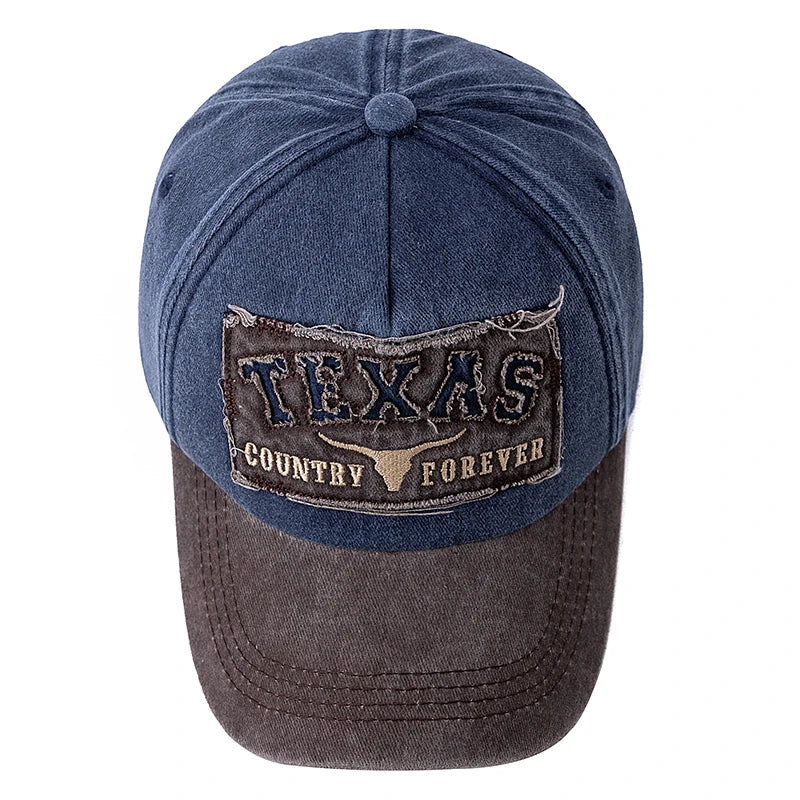 Washed Texas Letter Embroidered Baseball Cap