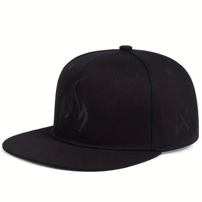 Flame Embroidery Adjustable Cotton Snapback Hat