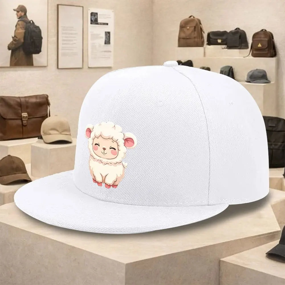 Cute Cartoon Lamb Flat Brim Snapback Cap