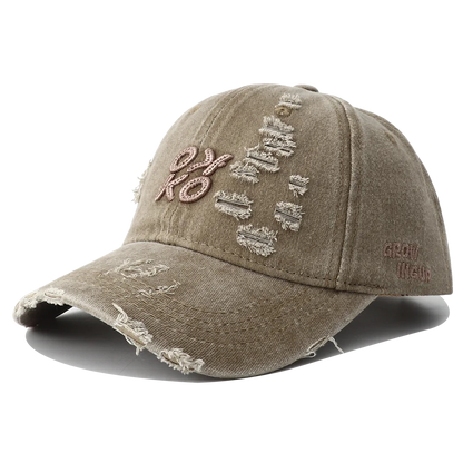 Retro Washed Letter Embroidered Baseball Cap