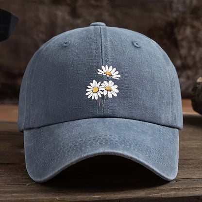 Unisex Daisy Print Duckbill Cap