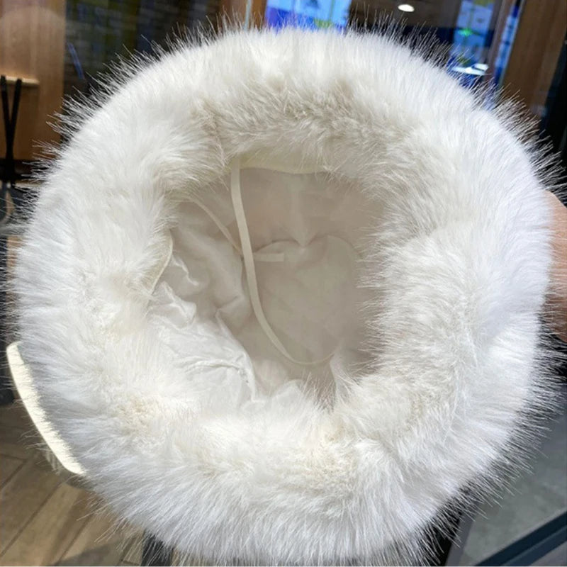 Fluffy Mongolian Fur Winter Bucket Hat