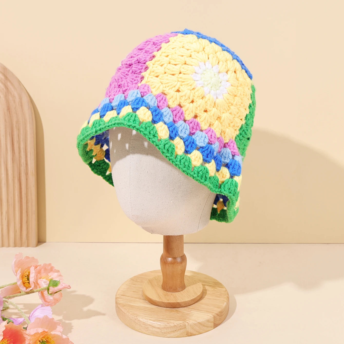 Handmade Knitted Lotus Edge Fisherman Hat