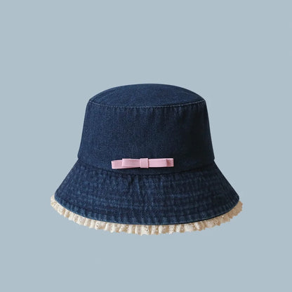 Retro Denim Bow Tie Y2K Bucket Hat