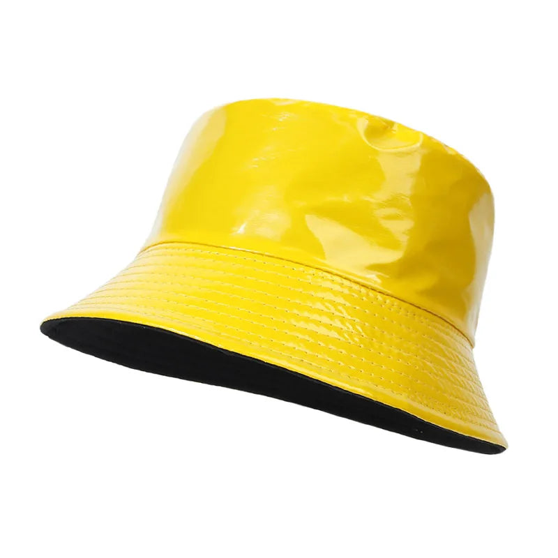Shiny PU Leather Hip-Hop Bucket Hat