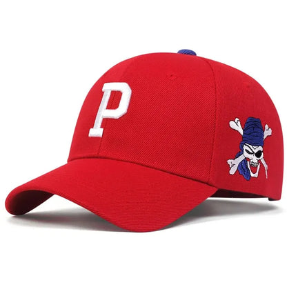 P Letter Side Pirate Embroidery Baseball Cap
