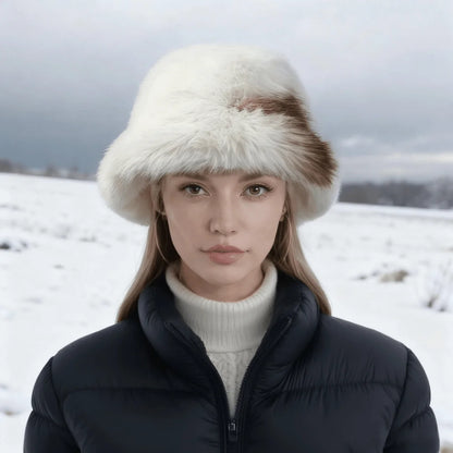 Luxury Faux Fur Winter Bucket Hat Women