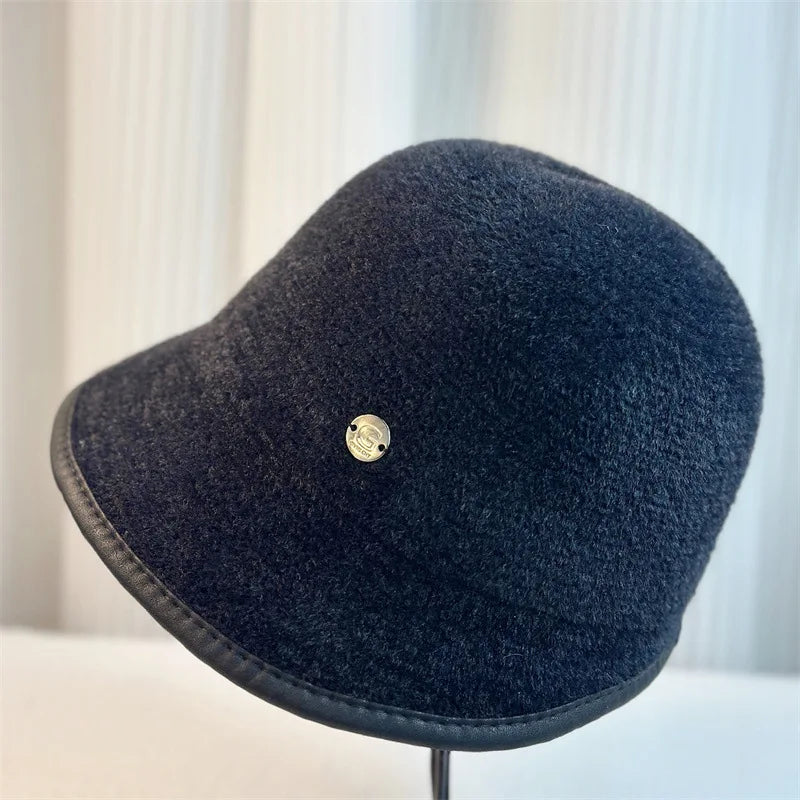 Retro Imitation Mink Hair Bucket Hat