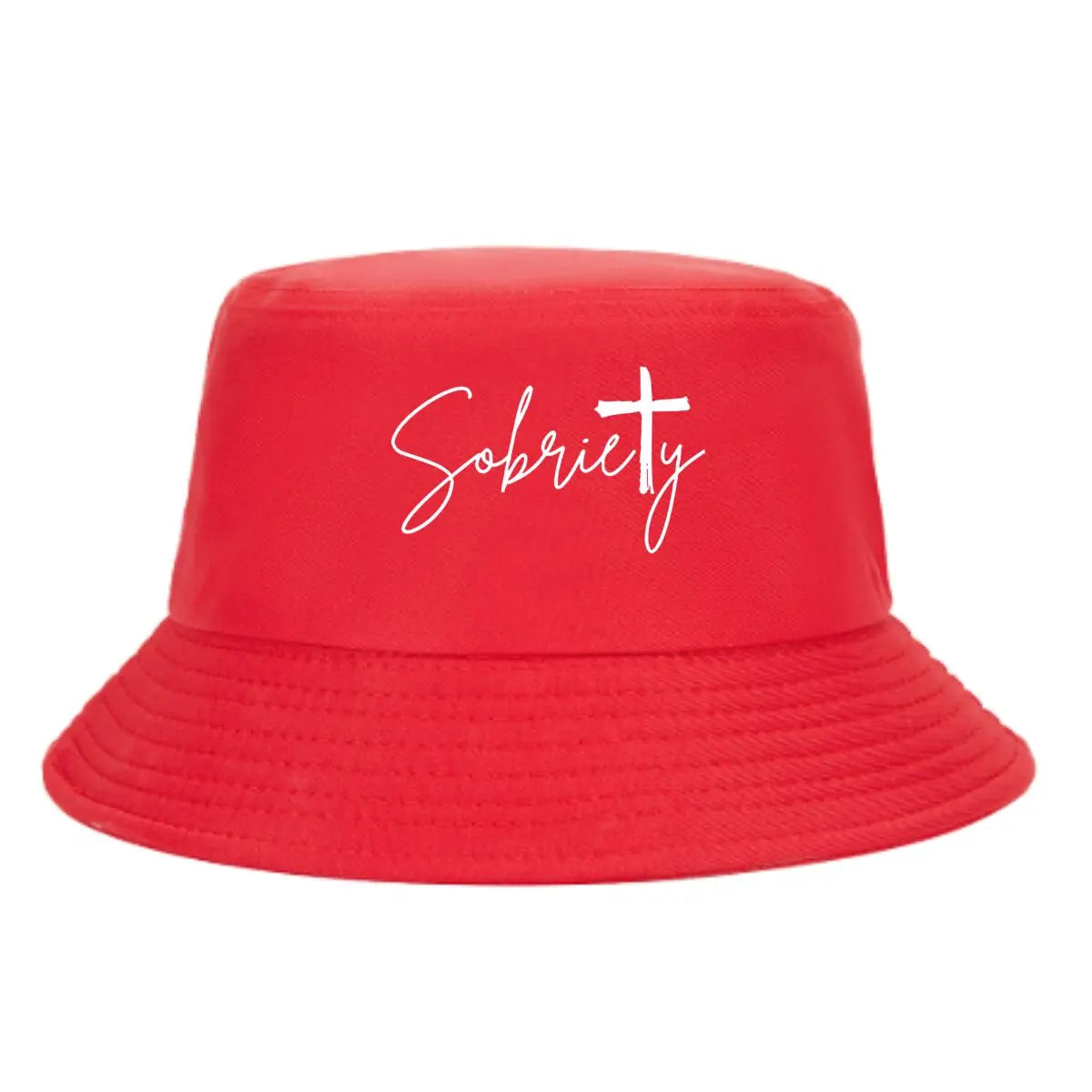 Sobriety Cross Faith Recovery Text Winter Bucket Hat