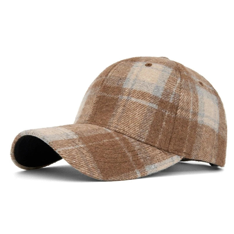 Classic Plaid Hard Brim Face Slimming Duckbill Baseball Hat