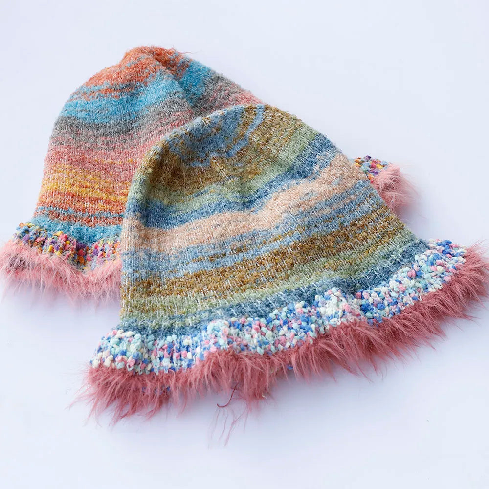 Red Crochet Fruit Knit Bucket Hat