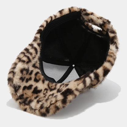 Leopard Print Winter Baseball Cap