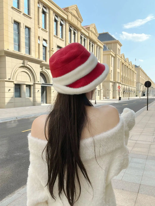 Women Plush Winter Ear Protection Bucket Hat